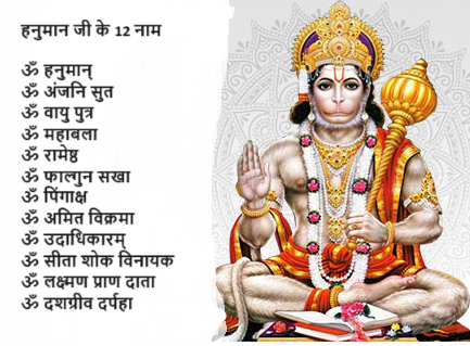 हनुमान जी के 12 नाम 12 names of hanuman